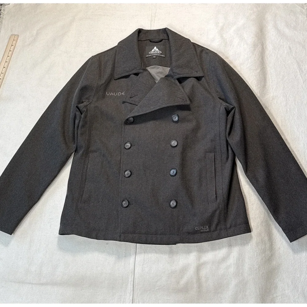 Men's Vaude Double Breasted Blazer Jacket Coat Sz L Gray Ceplex Active
